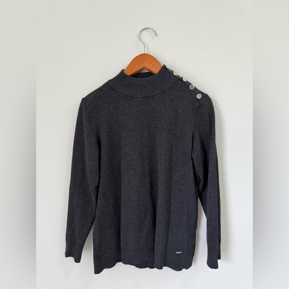 Calvin Klein Dark Gray and Silver Turtleneck Sweater Women’s Size Large